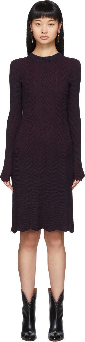 See By Chloé Blue & Red Fitted Long Sleeve Dress