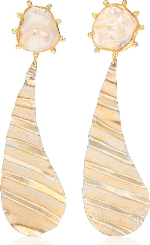 Peet Dullaert Kellas 14kt gold and silver gold plated earrings with baroque pearls