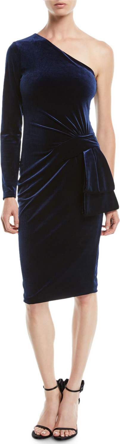 Black Halo Karmina Asymmetric Dress in Velvet