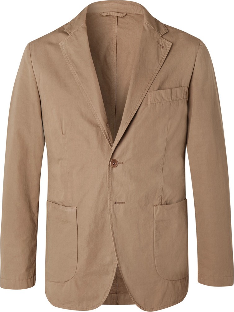 Aspesi Tan Slim-Fit Unstructured Garment-Dyed Cotton Blazer