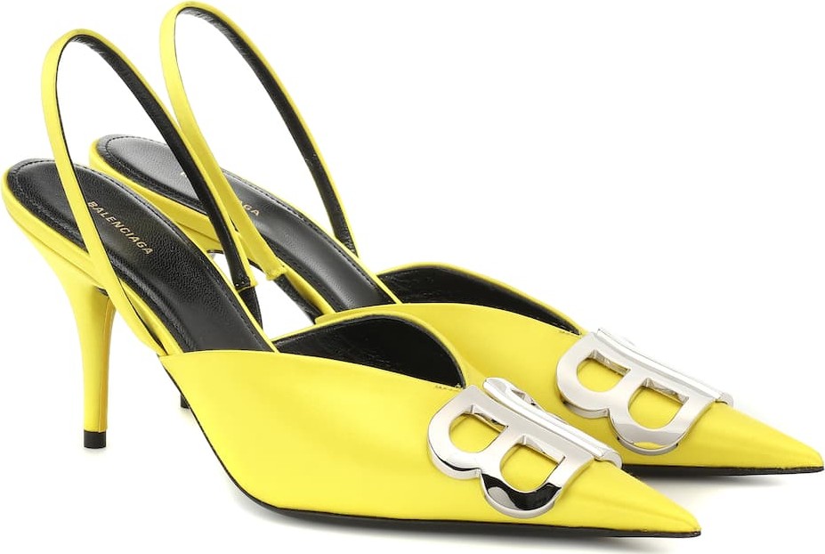 Balenciaga BB satin slingback pumps