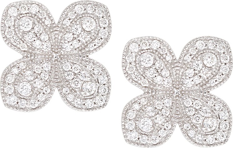 Jamie Wolf Scallop Pave Petal Earrings with Diamonds in 18K White Gold