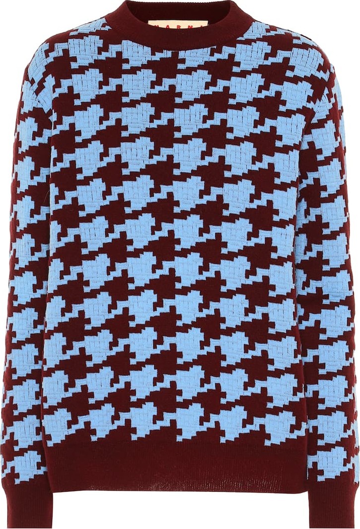 Marni Houndstooth wool blend sweater