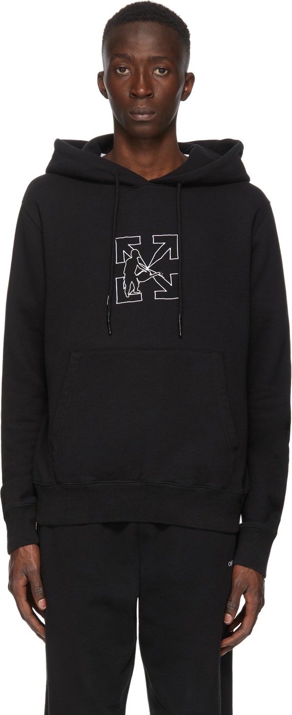Off White Black Logo Workers Hoodie Off White Black Logo Workers Hoodie