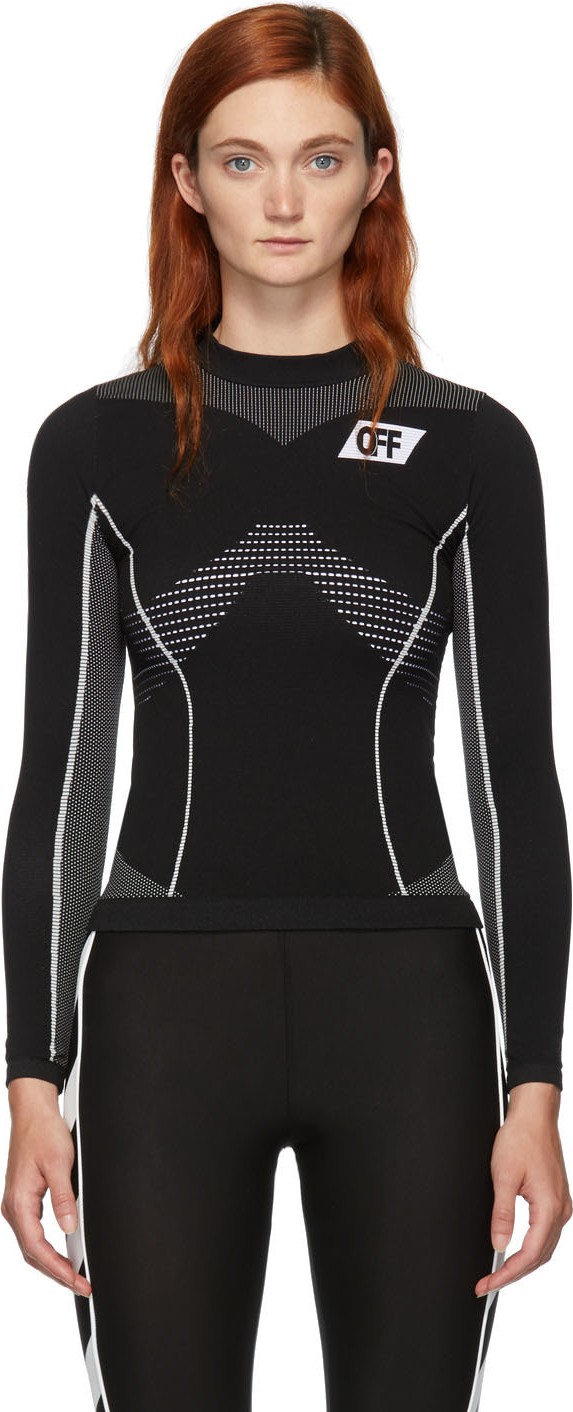 Off White Black Athletic Long Sleeve T-Shirt