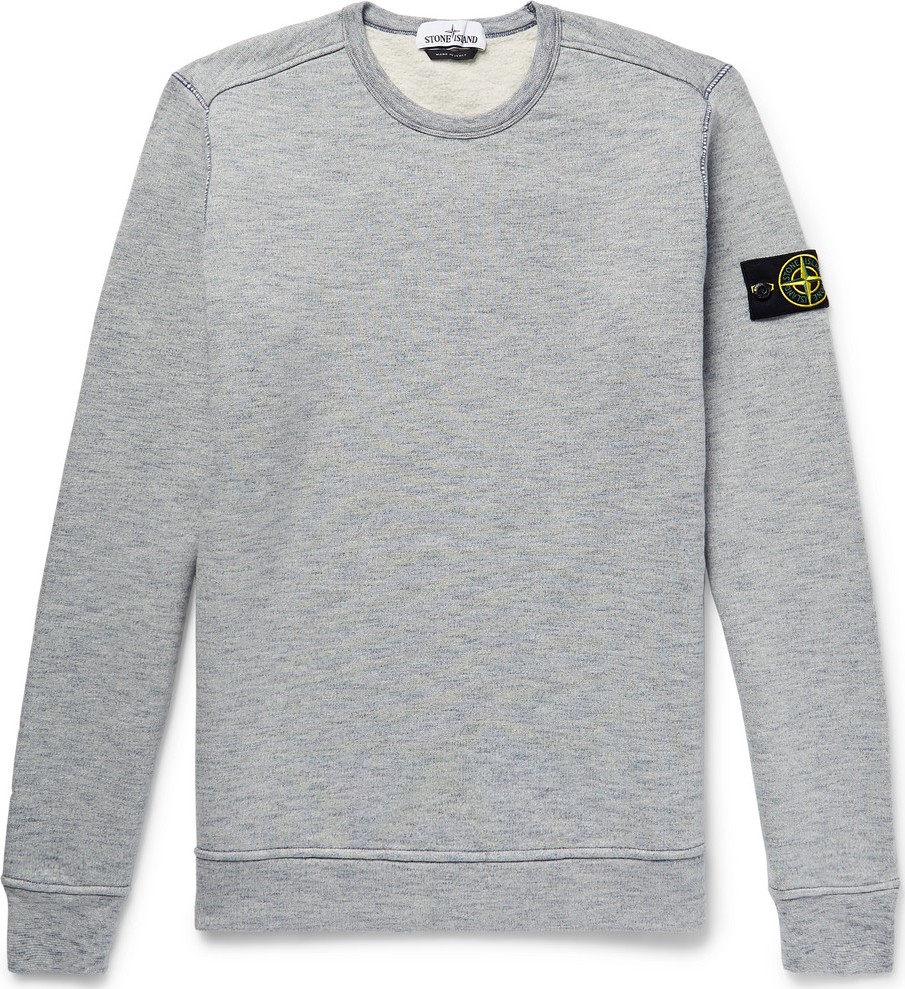 Stone Island Mélange Fleece-Back Cotton-Jersey Sweatshirt
