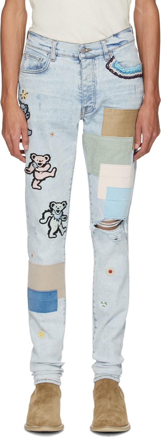 Amiri Blue Grateful Dead Thrasher Jeans