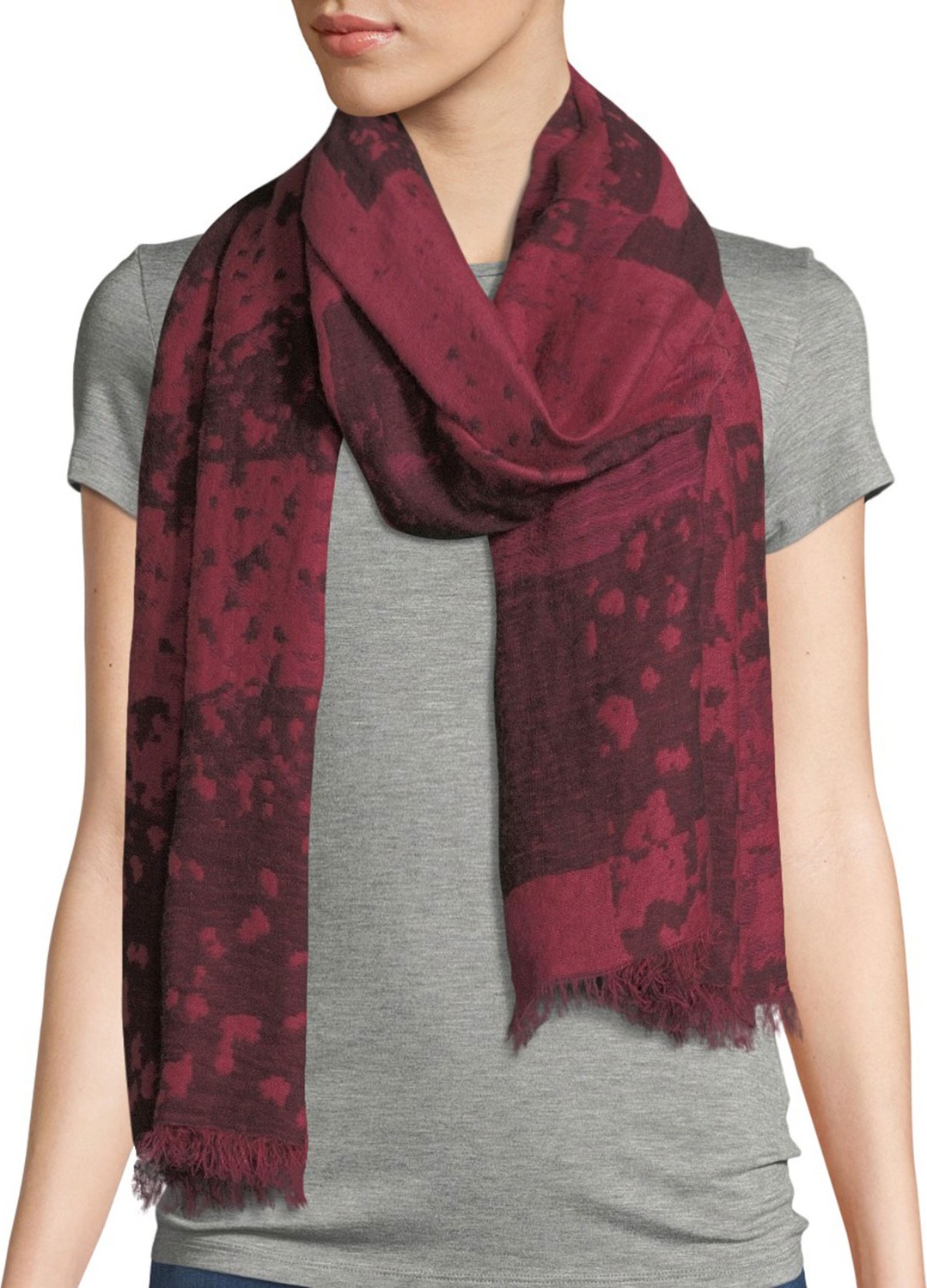Eileen Fisher Airy Wool/Linen Jacquard Scarf