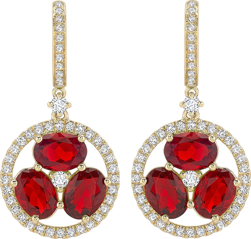 Kiki McDonough 18k Gold Fire Opal & Diamond Flower Drop Earrings