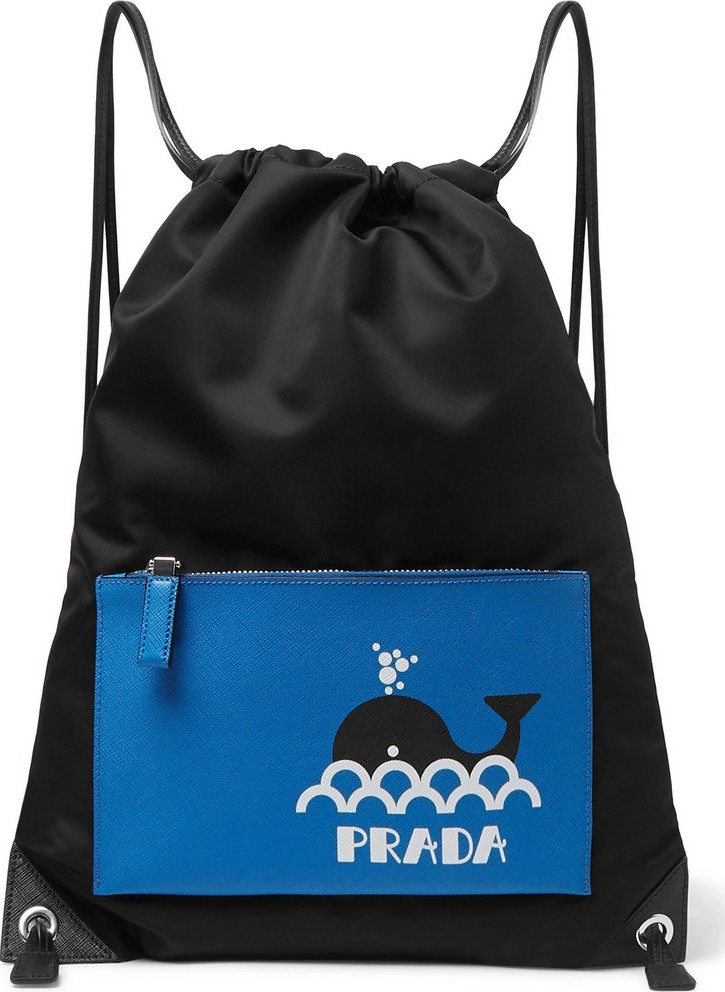 Prada Printed Saffiano Leather and Nylon Backpack