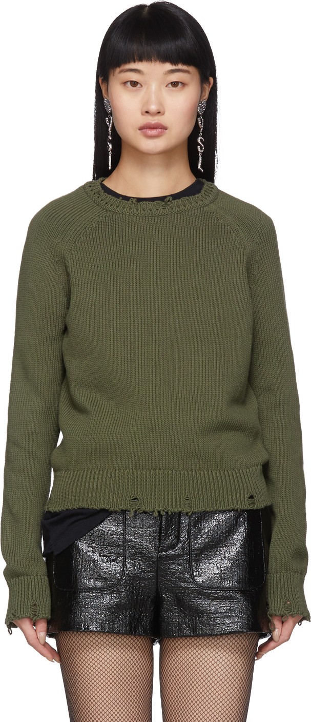 Saint Laurent Khaki Used Knit Sweater