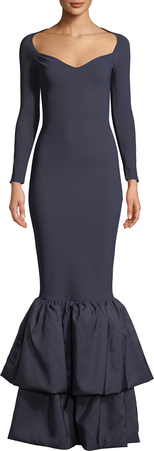 La Petite Robe di Chiara Boni Herma Tiered Mermaid Taffeta Gown