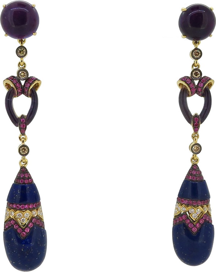 Wendy Yue 18k Gold & Lapis Teardrop Earrings