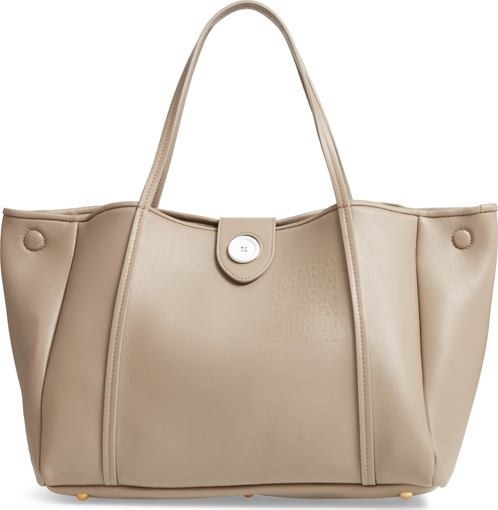 Maison Margiela Number Embossed Leather Button Tote