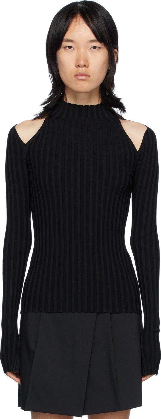 Helmut Lang Black Cutout Pullover Crewneck