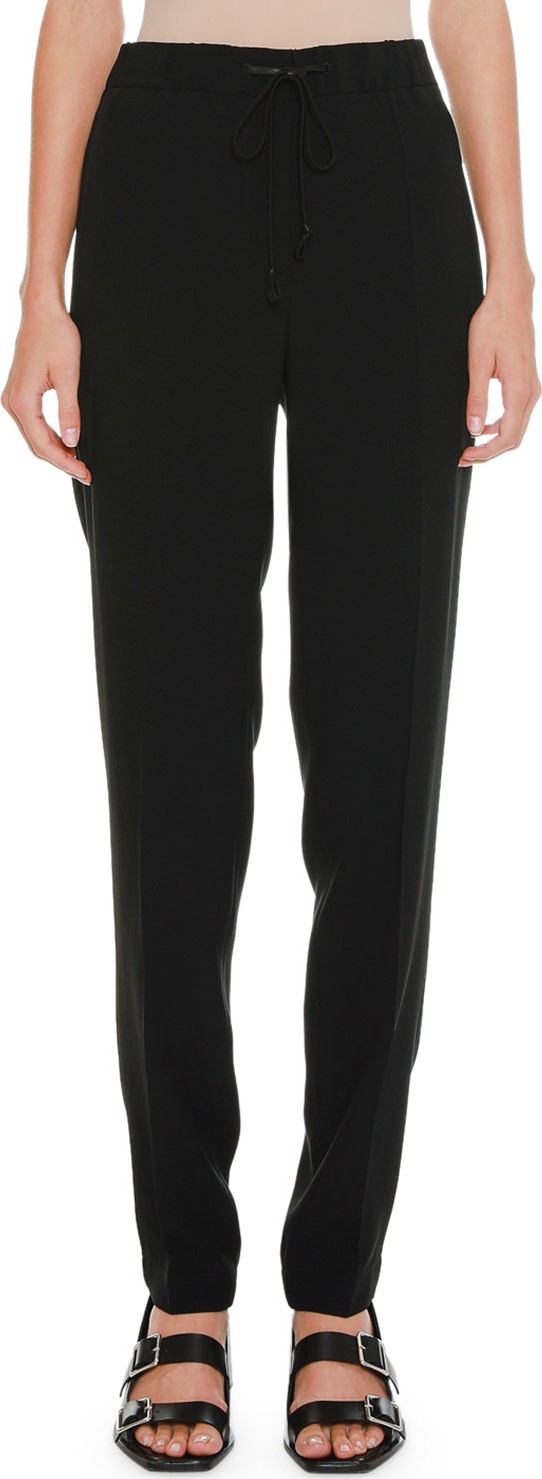Jil Sander Drawstring High-Waist Straight-Leg Pants