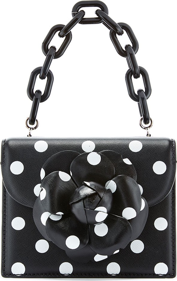 Oscar De La Renta Tro Mini Polka Dot-Print Crossbody Bag