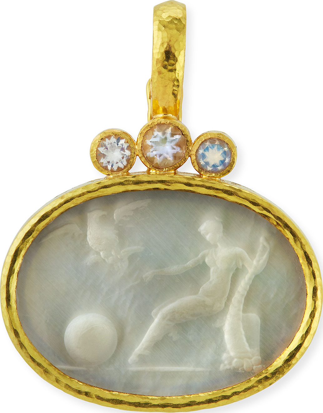 Elizabeth Locke 19k Mystical Ball Venetian Glass Pendant w/ Moonstone