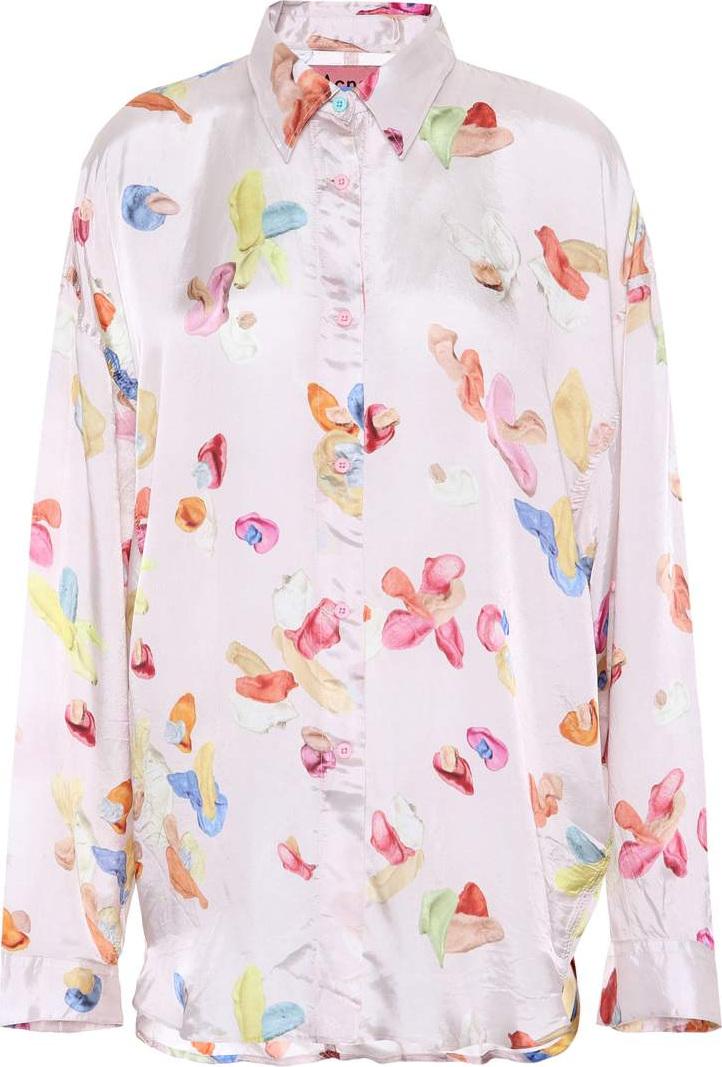 Acne Studios Blå Konst Duanna printed satin shirt