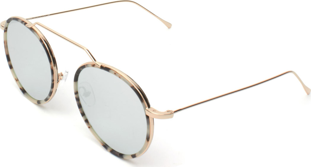 Illesteva Round Geometric Bar Mirrored Sunglasses, White