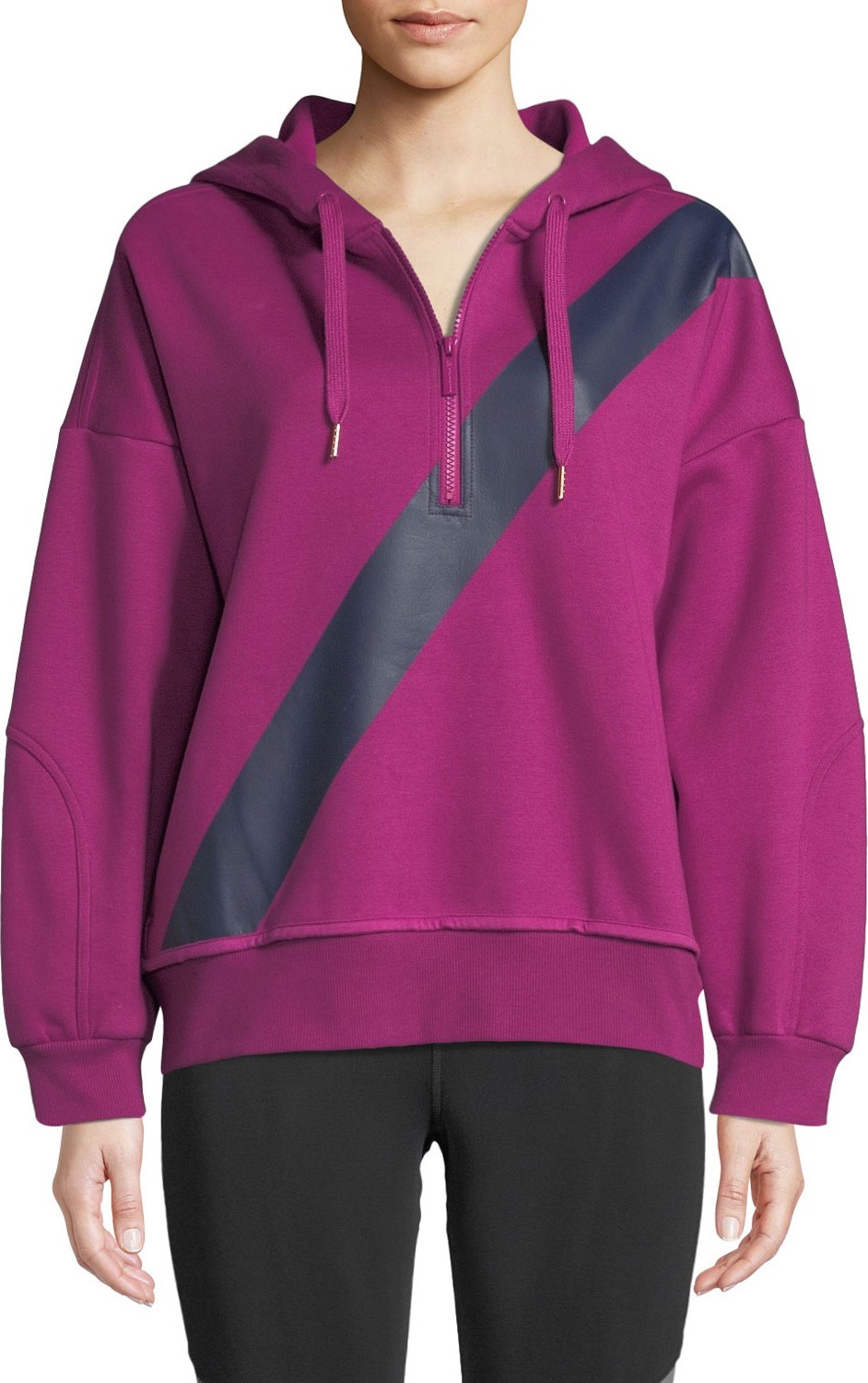 Adidas By Stella McCartney Yoga Comfort Striped Quarter-Zip Hoodie