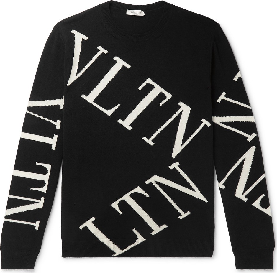 Valentino Slim-Fit Intarsia Wool and Cashmere-Blend Sweater