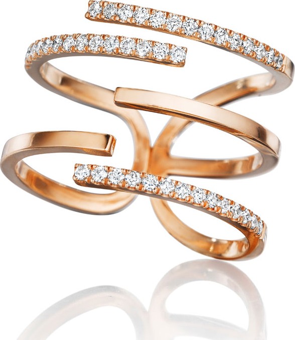 Mimi So Piece 18k Rose Gold Diamond Stick Ring