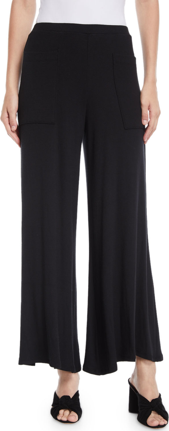 Rachel Pally Neva Luxe Rib Wide-Leg Front-Pocket Cropped Pants