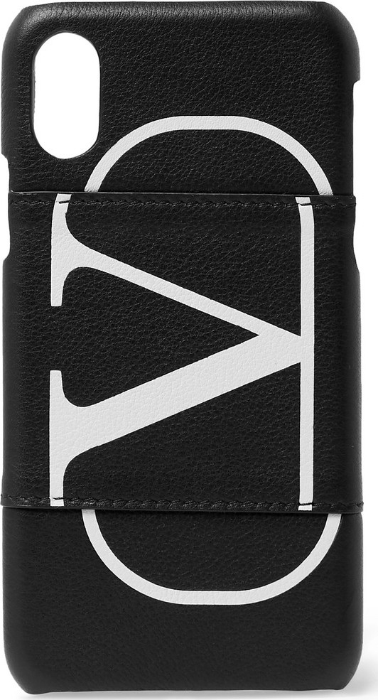 Valentino Valentino Garavani Logo-Print Full-Grain Leather iPhone X/XS Case