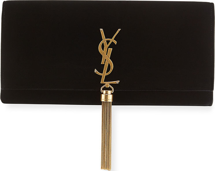 Saint Laurent Kate Monogram YSL Velvet Clutch Bag