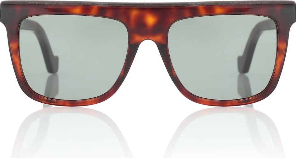 LOEWE Leather-trimmed acetate sunglasses