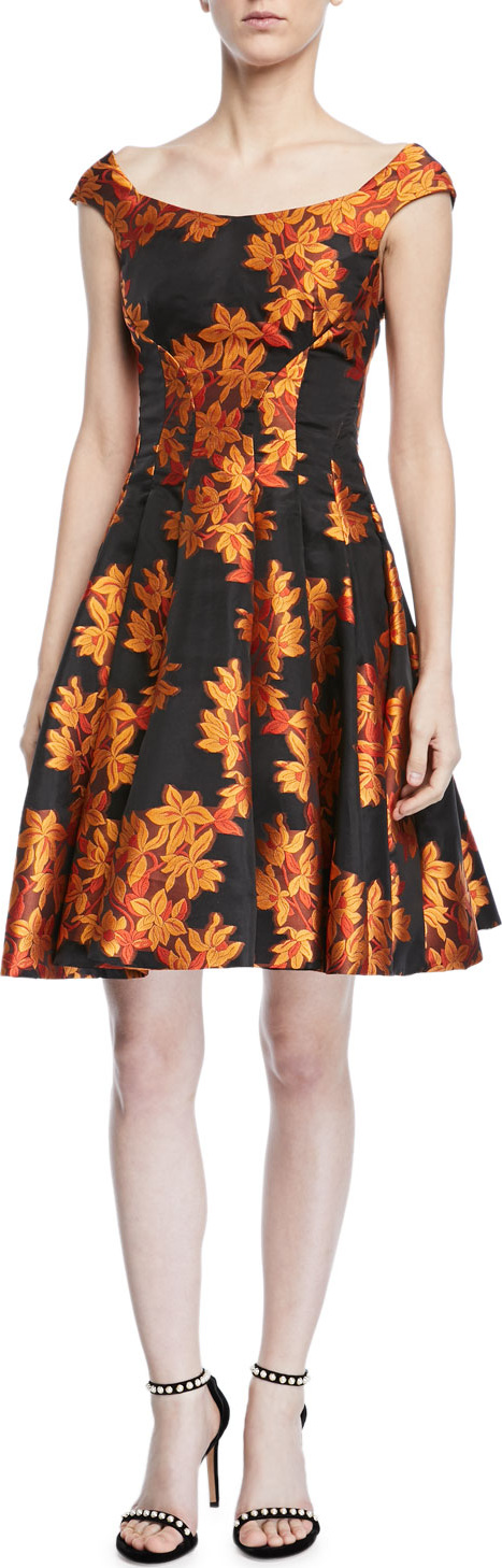 Zac Posen Transparent Jacquard Fit-and-Flare Dress