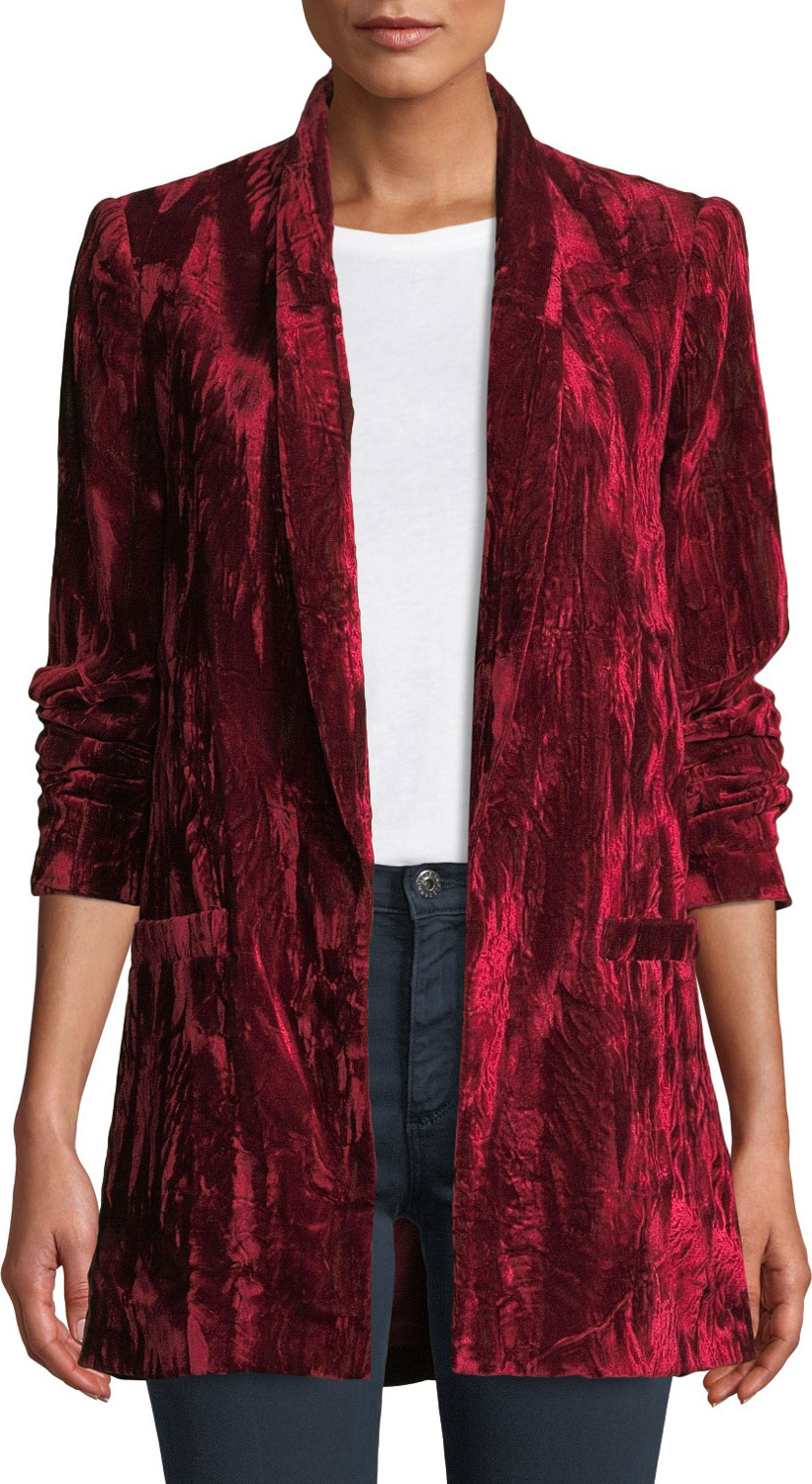 Alice + Olivia Kylie Easy Shawl-Collar Velvet Blazer