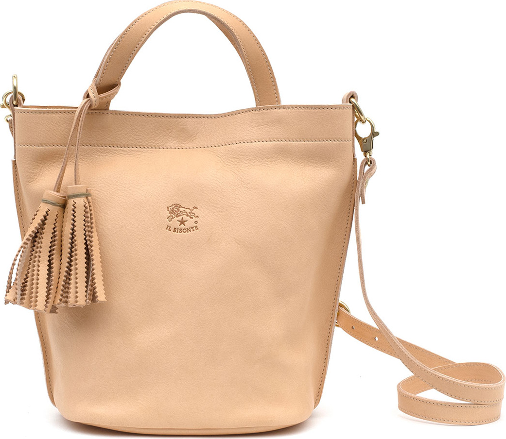 Il Bisonte Cowhide Leather Bucket Bag, Beige