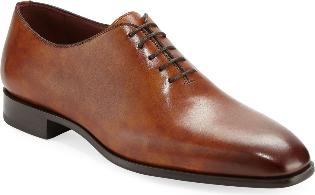 MAGNANNI Men's One-Piece Leather Lace-Up Dress Shoe
