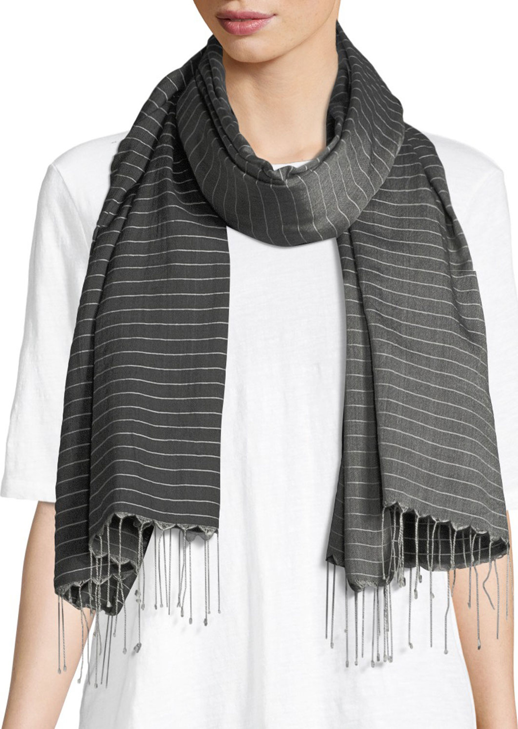 Eileen Fisher Hand-Loomed Pinstriped Scarf