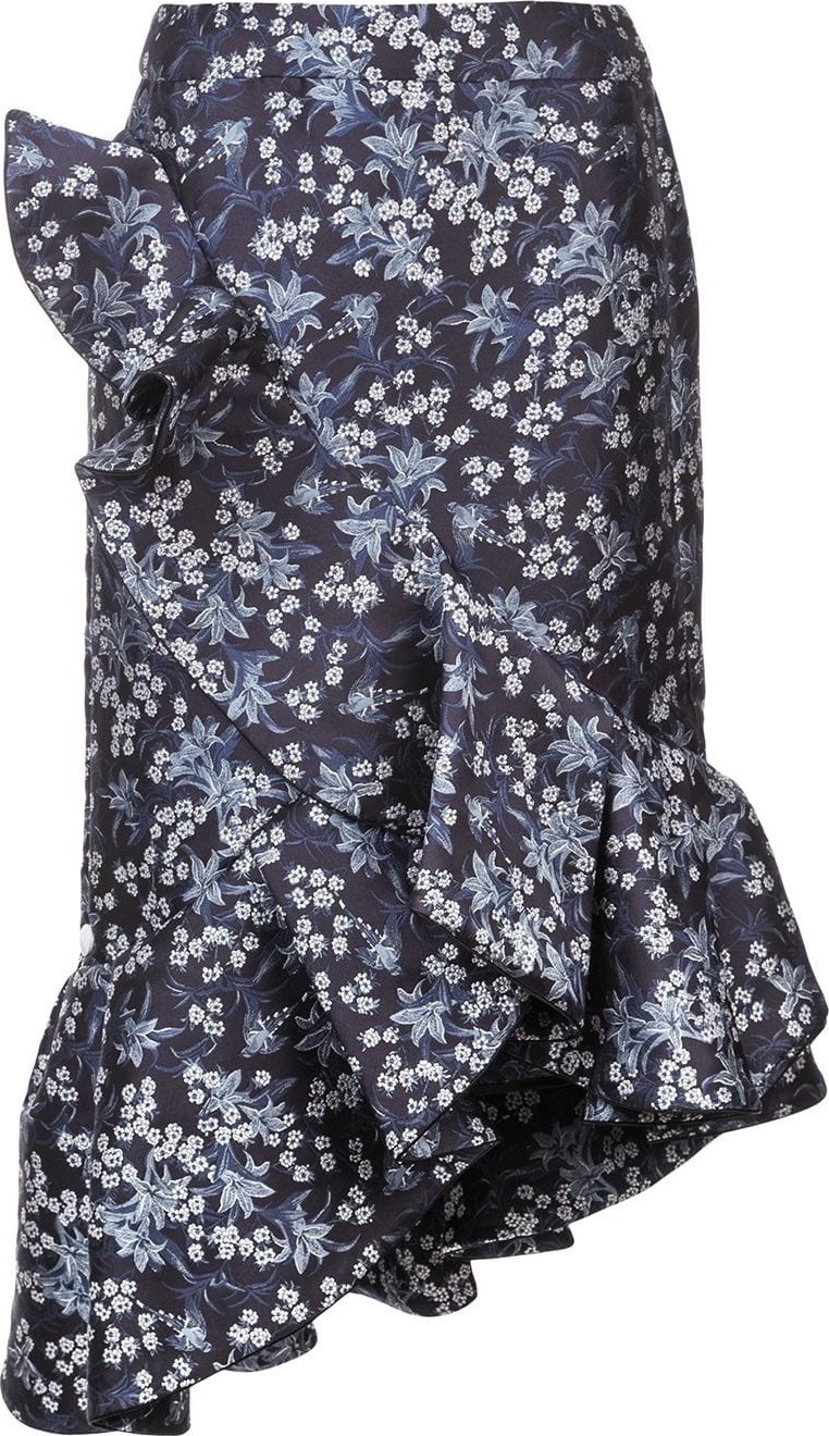 Johanna Ortiz ruffle detail floral skirt