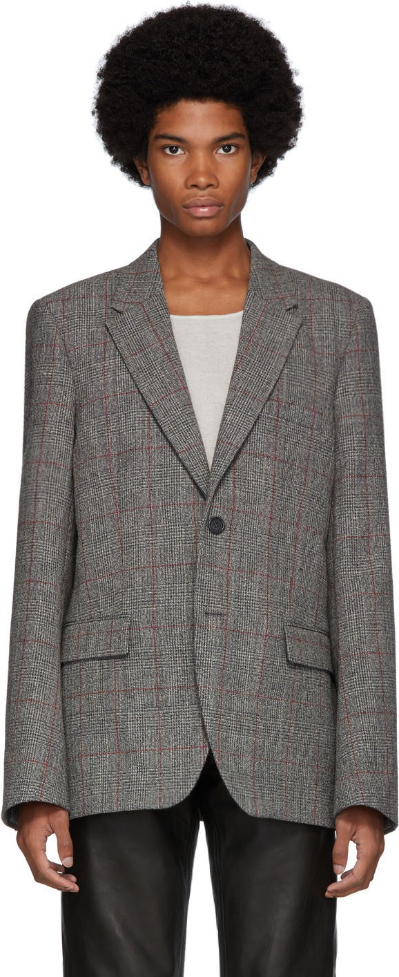 Helmut Lang Grey Prince Of Wales Blazer