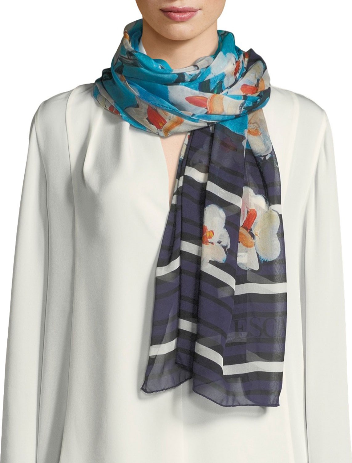 Escada Floral-Print Silk Scarf