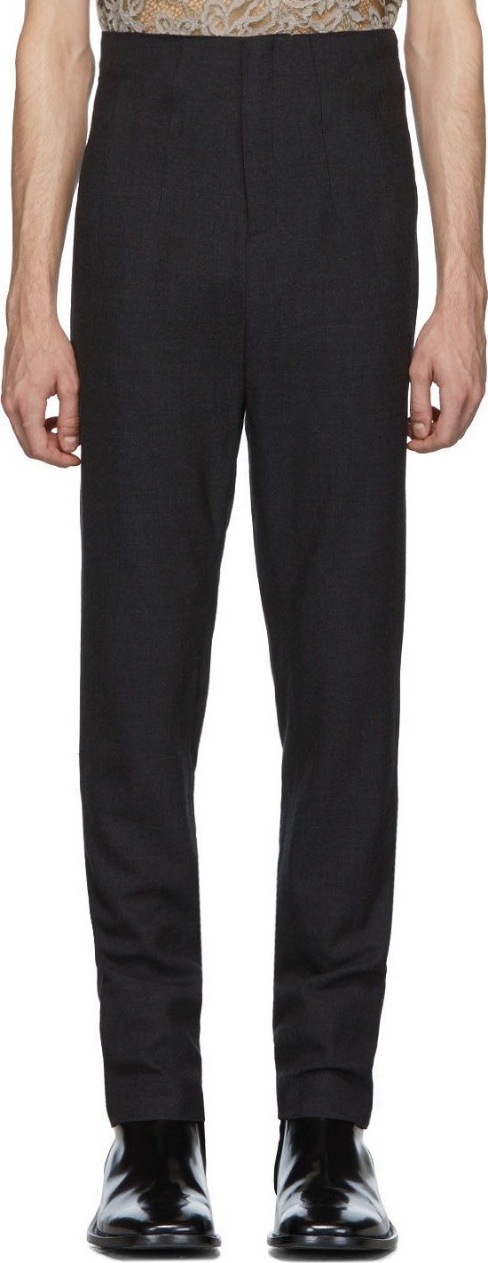 Palomo Spain Grey Wool High Waist Trousers