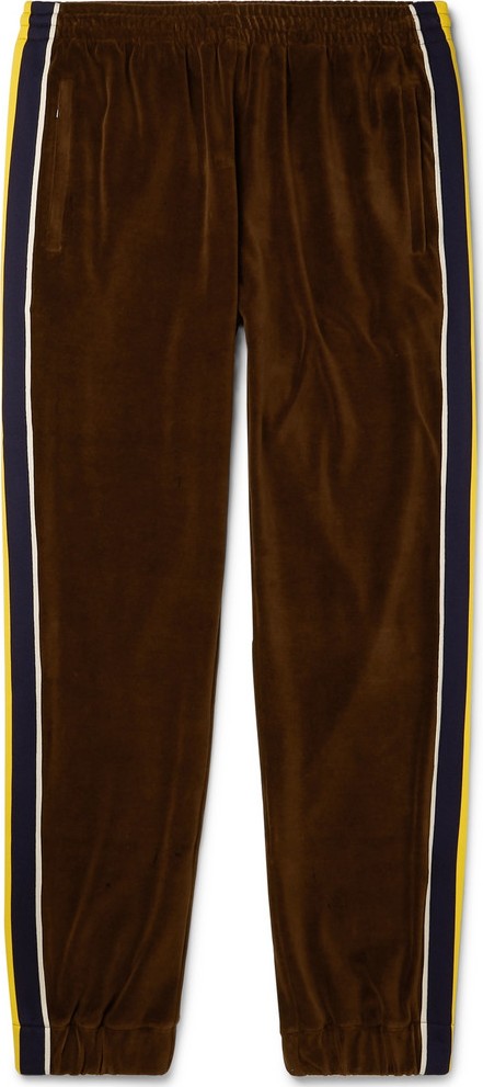 Gucci Tapered Webbing-Trimmed Velvet Track Pants