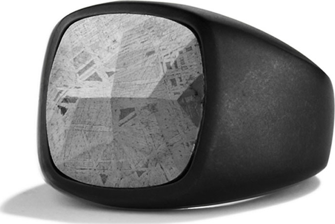 David Yurman Men's Signet Ring with Meteorite