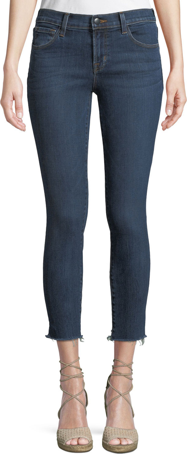 J BRAND 835 Mid-Rise Cropped Skinny Jeans with Cutoff Hem