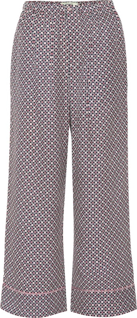 Fendi Printed silk wide-leg pants