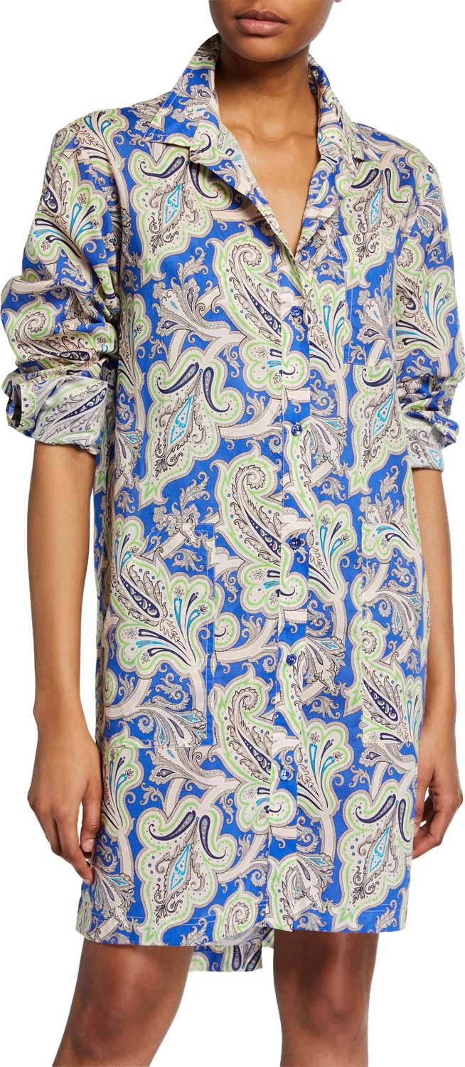 Etro Paisley Button-Front Tunic Dress