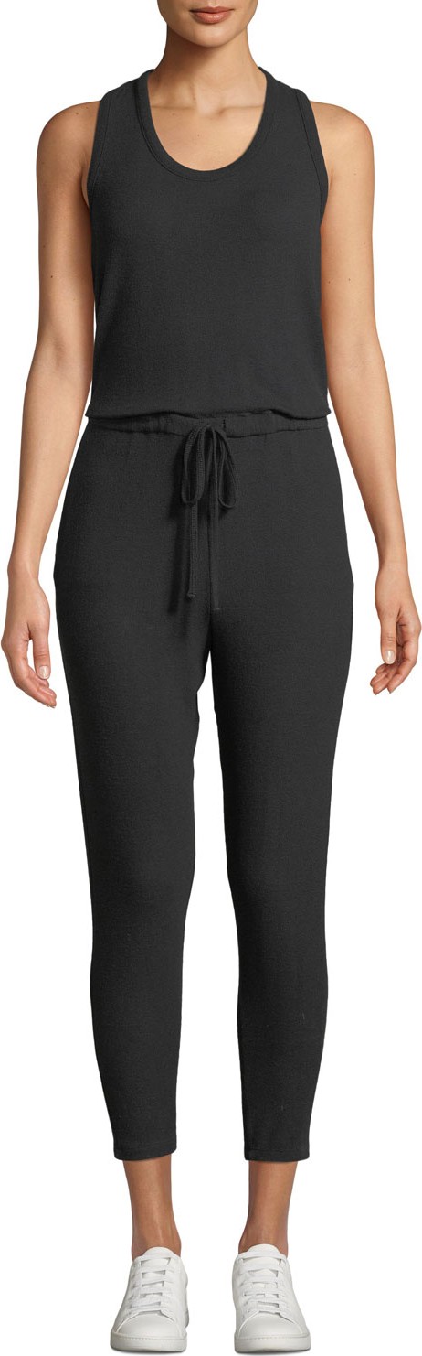 ENZA COSTA Sleeveless Drawstring Jersey Jumpsuit