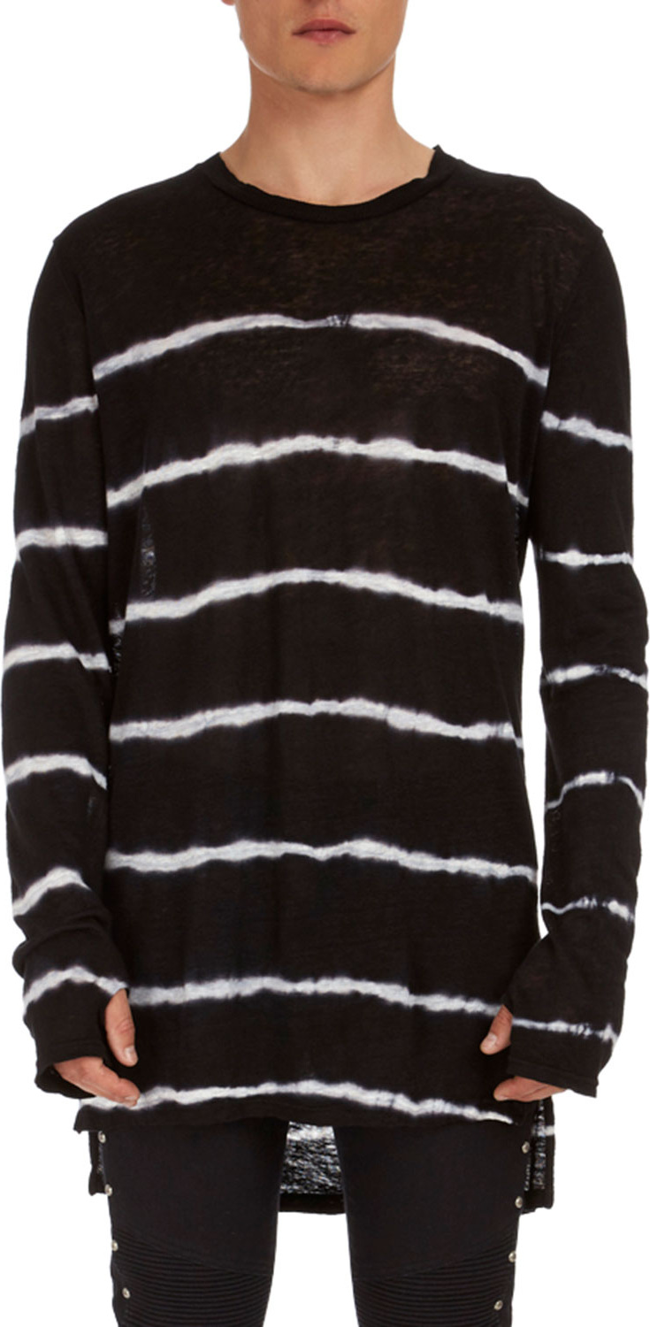 Balmain Tie-Dye Striped Linen Sweater