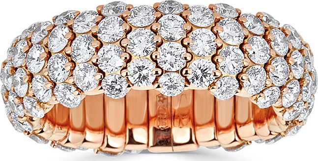 ZYDO 18k Rose Gold Diamond Stretch Ring, Size 6.5
