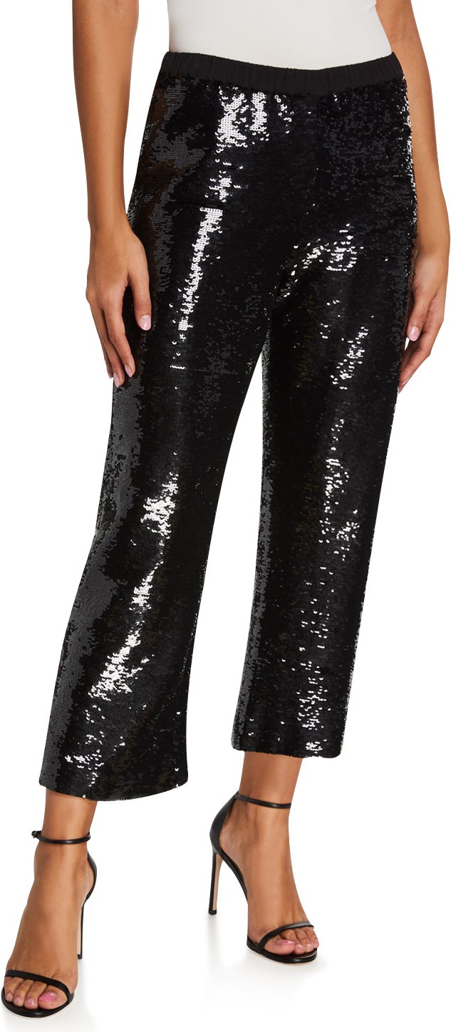 FIGUE Verushka Sequined Flared Crop Pants
