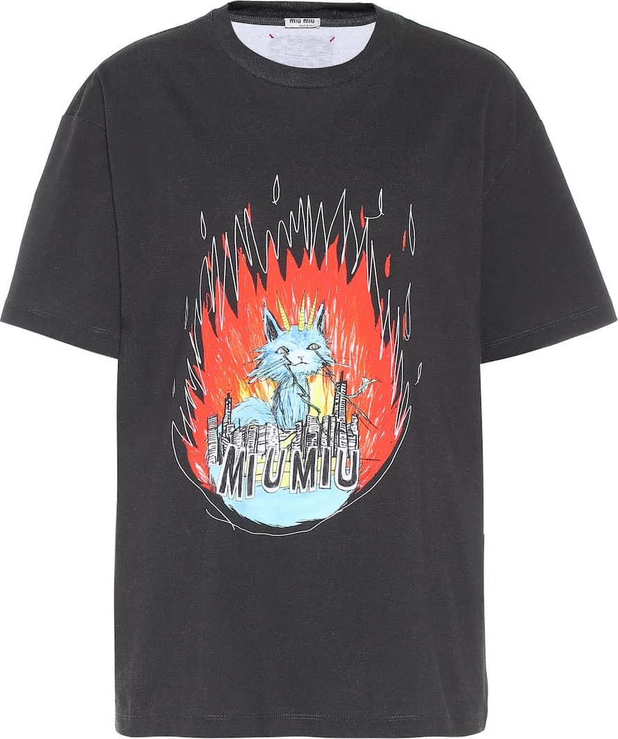 Miu Miu Printed cotton T-shirt